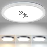 LED Deckenleuchte mit Bewegungsmelder innen(＞35LM, Keine Bewegung, Licht ist aus), 18W 1800LM Deckenleuchten Radar Bewegungssensor, Warmweiß/Neutralweiß/Kaltweiß für Keller Flur Garage TreppeΦ23*2.8cm