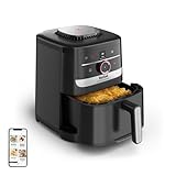 Tefal Easy Fry Smart & Silence Heißluftfritteuse, 5 Liter, extrem leise, Smart-Assist-System, von 40°C bis zu 220°C, Antihaftbeschichtung, Easy Clean & Store-System, Schwarz/Edelstahl, EY5728