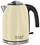 Russell Hobbs Wasserkocher [1,7l, 2400W] Colours+ Edelstahl Creme (Schnellkochfunktion, herausnehmbarer Kalkfilter, optimierte Ausgusstülle, außenliegende Wasserstandsanzeige) Teekocher 20415-70