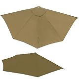 SAGIDAR 5 Rippen Ersatz-Sonnenschirm Überdachung Halber Ø270cm, UV-Schutz Ampelschirm Bezug Ersatzabdeckung, Sonnen- Und Regenschutz Regenschirm Oberteil Ersatz Für Balkon, Garten(Brown)