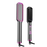 Glättbürste, Professionelles Glätteisen, Verbrühungsschutz Keramik Haarglätter Bürste mit LED Display, 4 Temperaturstufen, 160 °C bis 220 °C，schwarz