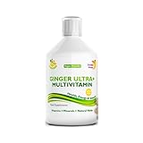 Swedish Nutra Ginger Ultra+ Multivitamin flüssig - 500 ml – mit Ingwer, Q10, Hyaluron, Vitaminen, Mineralstoffen & Aminosäuren – vegan, ohne Zucker, für Energie, Immunsystem & Gelenke