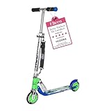 HUDORA BigWheel 125 Scooter - Sicherer & hochwertiger Aluminium-Roller für Kinder - Höhenverstellbarer & zusammenklappbarer Cityroller für bis zu 100kg - Stabiler Tretroller mit Tragegurt