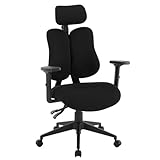 WOLTU Bürostuhl ergonomisch, Schreibtischstuhl mit geteilter Rückenlehne, atmungsaktiver Drehstuhl aus Mesh, verstellbare Kopfstütze, Liegefunktion, 150 kg belastbar, Schwarz, BS151sz