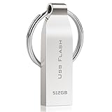 Jpnew USB Stick 512GB Metall Speicherstick Wasserdicht Flash-Laufwerk mit Schlüsselring USB-Stick 3.0 Große Kapazität Memory Stick 512GB Flash Drive für PC Laptop Computer Tablet