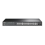 PoE+-Switch mit 24 Ports 10/100 Mbit/s und 4 GB-Ports, ideal für Unternehmensnetzwerke und Verwaltung von Ethernet-Geräten.