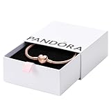 PANDORA Moments Schlangen-Gliederarmband mit Herz-Verschluss aus Sterling Silber mit rosévergoldete Metalllegierung, Kompatibel Moments, Größe:18, 583050C00-18