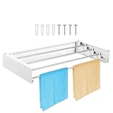 Gatphy Wäscheständer Wandmontage 50CM, Wand Wäscheständer Ausziehbar mit 4 Stangen, Kleiderstange Handtuchhalter Klappbar, Platz Sparen, Starke Tragfähigkeit, 50x25x7CM