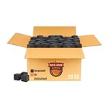 RUEVE&SÖHNE - 20 KG BBQ Grillkohle 28er | Naturkohle aus Kokosnussschalen mit Steakhouse Qualität | Hochwertige Kokos Coal Cubes | BBQ und Kokoskohle Briketts I Ab in den Grill