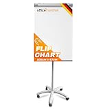 OfficeMarshal Flipchart Whiteboard mobil mit Rollenfuss Ständer 73x105cm | Höhenverstellbar bis 210cm, Beschreibbar, Trocken abwischbar, magnetisch (Piranha)