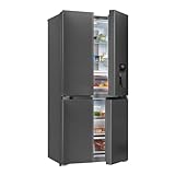Exquisit Multi-Door Kühlschrank MD430-100-WS-200E inoxlook-az | 432 L Volumen | NoFrost | Wasserspender | Cross Door Kühl-Gefrierkombination