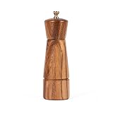DeroTeno Pfeffermühle, Verstellbare Pfeffermühle aus Edelstahl, Akazienholz, 16,5 cm Höhe, Unterer DIA: 5 cm, Oberer DIA: 4,5 cm (Tablett ist NICHT im Lieferumfang enthalten)