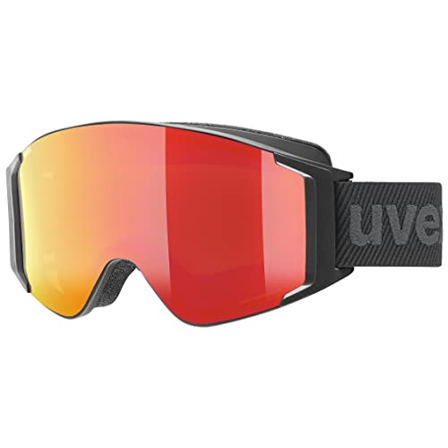 uvex Unisex – Erwachsene, g.gl 3000 TO Skibrille, inkl. Wechselscheibe, black matt/red-lasergold lite, one size