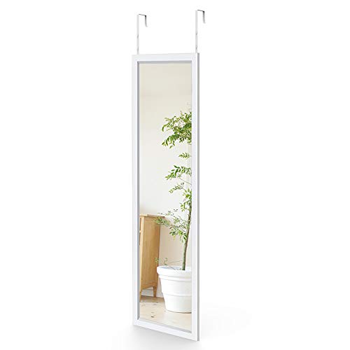 Dripex Wandspiegel 33x119cm Spiegel unbrechbarer Garderobenspiegel Flurspiegel höhenverstellbarer Hängespiegel mit Haken (Weiß)
