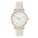 OFFCUP Damenuhr, Damen Analog Quarz Uhr mit Leder Armband, Uhren Damen Einfache Business Klassische Armbanduhr Lässig Quarzuhr Kleideruhr, 3 Zeiger -Beige