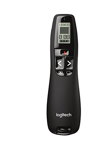 Logitech R700 Presenter, Kabellose 2,4 GHz Verbindung via USB-Empfänger, 30 m Reichweite, Roter Laserpointer, LCD-Display mit Timer und Batterieanzeige, 6 Tasten, PC - schwarz