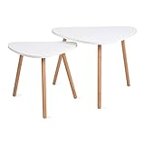 CXEGCCUF Satztisch-Couchtisch, 2er-Set, Beistelltisch aus MDF im japanischen Stil mit Bambusbeinen, dreieckiger moderner Beistelltisch für Wohnzimmer und Schlafzimmer