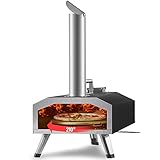 VEVOR Tragbarer Pizzaofen Outdoor 304,8 mm, Gas Holzpellets Holzkohle Pizzaofen, Edelstahl Pizzaofen, Max. 540 ℃ Holzpelletsschaufel & Pizzastein & Tragetasche – Premium Pizza Holzofen für Garten
