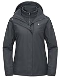 Little Donkey Andy 3-in-1 Skijacke Damen mit Fleece Warm Doppeljacke Wasserdichte Winddicht Softshell Regenjacke Outdoor Funktionsjacke mit Abnehmbare Kapuze Grau L