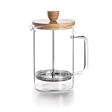 LACOR - 62161 - Holz Französische Kaffeemaschine, French Press Kaffeemaschine, Edelstahlfilter, 8 Tassen, Edelstahl & Bambusholz, 1L