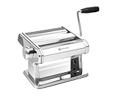 HENDI Pastamaschine, Manuell, für die Zubereitung von frischer pasta, Teigroller, Tagliatelle, Fettucine, Breite des Teigs bis zu 140mm, 7 stufig einstellbar 0,2-2,5mm, 440x382x(H)340mm, Edelstahl