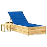 HANJIEFACAI gartenliege,sonnenliege,relaxliege,sonnenliege klappbar,Garten-Sonnenliege mit Tisch und Auflage Kiefer Imprägniertstrandliege klappbar leicht,campingliege,strandliege,