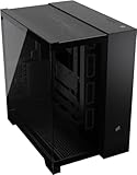 CORSAIR 6500X Mid-Tower ATX-Doppelkammer-PC-Gehäuse – Gehärtetes Panoramaglas - Umgekehrte Verbindung Motherboard-Kompatibel – Keine Ventilatoren Inbegriffen – Schwarz