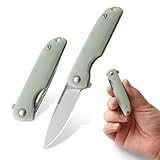 DRACHENADER Mini Einhandmesser Taschenmesser, 5Cr13Mov Stahl Klingenlänge 5, 2 cm Klappmesser klein, Schlüsselanhänger Messer für Camping Outdoor (natur)