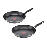 Tefal Easy Cook & Clean Pfannenset 24/28 cm, Antihaftbeschichtung, Bratpfannen, Thermo-Signal bei idealer Brattemperatur, NICHT induktionsgeeignet, einfache Reinigung, Made in France, B5559033