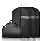 Jsdoin 3x Premium kleidersack anzug 100 x 60 cm, Atmungsaktiver Stoff, Anzug mit Tragegriff Hochwertige Kleidertasche für Anzug und Kleid, Atmungsaktive Anzugtasche für Reisen garment bag