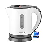 GRIFEMA Wasserkocher Klein, 0.8L, 1100W - Teekocher Elektrisch mit Kalkfilter, Kettle Leise, Schnell, Wasserkocher BPA-Frei, Reisewasserkocher Automatische Abschaltung,Überhitzungsschutz,Weiß
