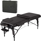 TXLEAPEY Massageliege, 4 Zoll, tragbares Massagebett mit Memory-Schwamm, verstellbar, 2-Fach faltbar, PU-Gesichtswiege, Salontisch mit Tragetasche