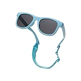 Pro Acme TPEE Polarisierte Baby Sonnenbrille mit Gurt-flexiblen Kleinkind-Sonnenbrillen für 0-24 Monate (Hellblau Rahmen | Grau Linse)