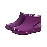 Generisch Regenstiefel Für Damen,wasserdichte Gummistiefel Schuhe Für Damen,Kurze Röhre,Einfarbig Plateau,Kunststoff-Wasserschuhe Mit Rutschfester Sohle,Warme,Damenschuhe