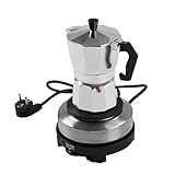 ACROSSPART Elektrische Espressomaschine, Mokkakanne mit Elektrische Heizplatte, Esspressokaffeemaschine Klein, Einstellbare Temperatur Camping Kaffeemaschine (3 Tassen)