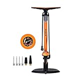 Fahrradpumpe,GOBKO Bike Standpumpe Standluftpumpe Fahrradpumpe mit großem Manometer zur Druckanzeige Dualkopf passend für alle Ventile Bicycle Pump