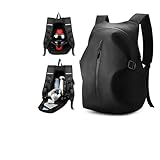 WEPLAN Motorrad Rucksack Wasserdicht Herren Damen Helm Rucksack Motorrad Rucksäcke Helmrucksack Motorradhelm Reise Rucksäcke Leicht Herren Motorradrucksack Motorcycle Backpack Helmtasche,Schwarz