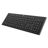 Hama Kabellose Tastatur 'Cortino' (ergonomische Tastatur, deutsches Tastenlayout QWERTZ mit Nummernblock für PC und Laptop, flache Tastatur mit 12 Media-Tasten, höhenverstellbare Funktastatur) schwarz
