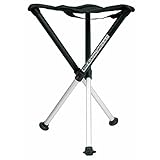 Walkstool - Modell Comfort - Schwarz und Silber - 3-Beiniger Klapphocker aus Aluminium - Sitzhöhe 55 cm - Klapphocker Faltbar, Belastbar mit 225 kg - Hergestellt in Schweden