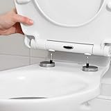 Ram® WC-Sitz mit Schnellentriegelung, Absenkautomatik, mit Scharnieren, Toilettensitz aus ABS, Weiß