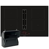 Siemens ED811HGA6, Smartes Induktionskochfeld mit Dunstabzug, 80 cm breit + 90º Flachkanal, vertikal S, autarkes Kochfeld, Rahmenlos aufliegend, touchSlider, Kombi-Induktion für große Kochfläche