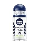 NIVEA MEN Sensitive Protect Deo Roll-On (50 ml), Antitranspirant für sensible Haut, Deodorant schützt 48h vor Achselnässe, ohne die Haut zu reizen