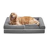 Feandrea Orthopädisches Hundebett, Hundekissen, Hundekorb, weiche Polsterung, Hundesofa, erhöhte Ränder, Bezug abnehmbar und waschbar, 112 x 86 x 20 cm, rutschfeste Unterseite, hellgrau PGW068G02