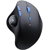 ProtoArc Kabellose Bluetooth Trackball Maus Wireless, EM04 2.4GHz wiederaufladbare ergonomische Maus, Daumensteuerung, Multi-Geräte, für PC, iPad, Mac, Windows-Graue Kugel Blaue Taste