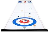 Engelhart - 2 in 1 Curling and Shuffleboard Table-Top Game - 180cm, Compact Curling Spiel und Reversible Paletten - 340500