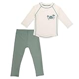 LaLoona Bade-Set Shirt & Leggings mit UV-Schutz - Krabbe - Offwhite/Mint - Gr. 86/92
