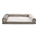 Amazon Basics Großes Hundebett/Sofa in U-Form aus Schaumstoff, mit abnehmbarem, waschbarem Bezug, Braun, 91 x 69 x 17 cm (L x W x H)