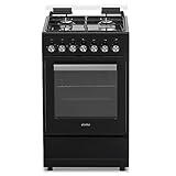 Simfer FS 5031-1 Schwarz, 50 cm Standherd, Gaskochfeld mit Elektro-Backofen, 48 Liter Garraum | Grillfunktion, Mechanischer Timer, Elektrische Taktfunkenzündung…