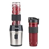 H.Koenig Mini Smoothie Mixer Transportabel Kompakt 570mL SMOO9 BPA-frei Leistungsstarke 300W, Smoothie Mixer 2 tragbare Flaschen, 4 Edelstahlklingen, Schwarz