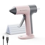 Heißklebepistole Akku, Tilswall Kabellose Heißklebepistole mit 30s Schnellvorheizen 2000mAh Akku, 20 Premium Klebesticks, Smart Power-Off, Ideal für Heimwerkerarbeiten und Reparaturen Rosa